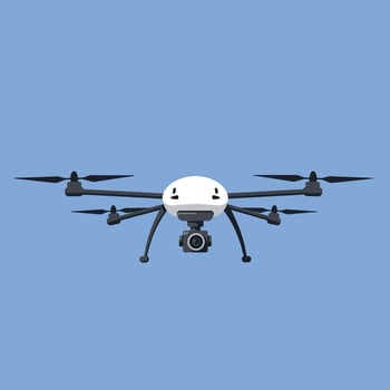 Aerial Drone with Camera in Flight Captured in Detailed Flat Style Illustration vector
