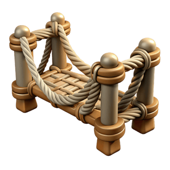 vibrant traditional Rope Bridge Isolated with Detailed Knotwork premium png