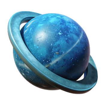 elegant minimalist Rotating Celestial Body Transparent Background Blue Hue detailed png