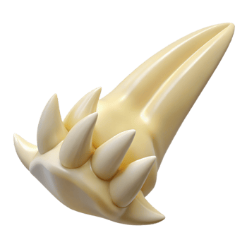 magnificent coveted Hyper-specific, isolated cutout of a single, dragon tooth, ivory, serrated edge with Transparent Background png