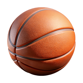sumptuous celebrated Photorealistic, isolated cutout of a basketball with realistic texture and visible seams with Transparent Background png