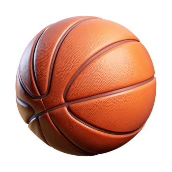 glorious unforgettable Photorealistic, isolated cutout of a basketball with realistic texture and visible seams with Transparent Background png