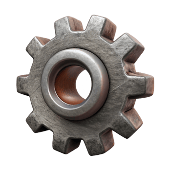 beautiful rustic Rotating Cogwheel with Detailed Texture Transparent Background detailed png