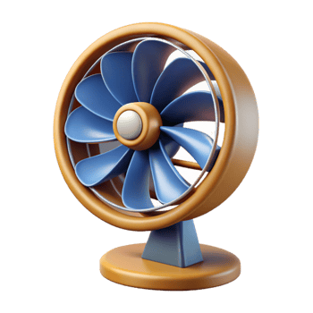 vibrant creative Rotating Fan with Shadow Detail Isolated authentic png