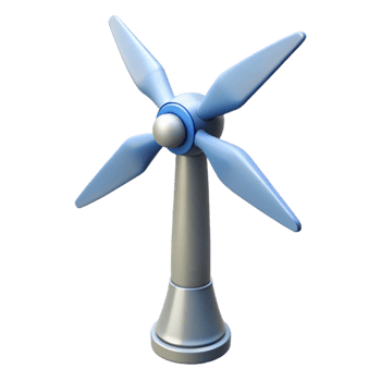 impressive distinguished Wind turbine blade rotating with Transparent Background png