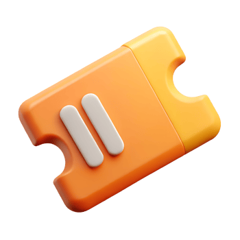 Orange and Yellow 3D Rendered Ticket Stub Icon Perfect for Mobile Apps and Websites png