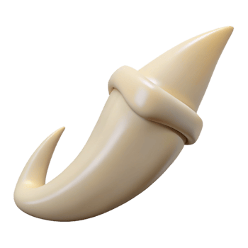 calm pristine Hyper-specific, isolated cutout of a single, dragon tooth, ivory, serrated edge with Transparent Background perfect clarity png