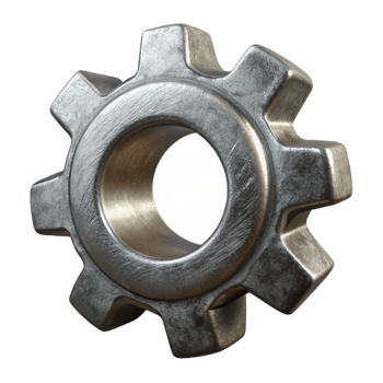impressive modern Rotating Gear with Metallic Sheen Isolated premium png