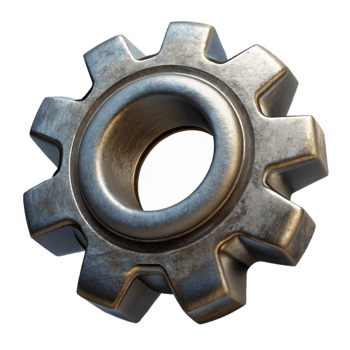 stunning creative Rotating Gear with Metallic Sheen Isolated original png
