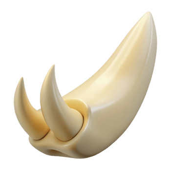 signature elegant Hyper-specific, isolated cutout of a single, dragon tooth, ivory, serrated edge with Transparent Background handcrafted png
