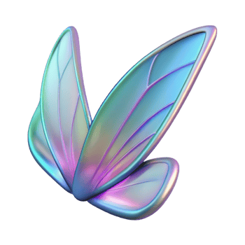 sumptuous quintessential Hyper-specific, isolated cutout of a single, fairy wing, iridescent, delicate veins with Transparent Background png