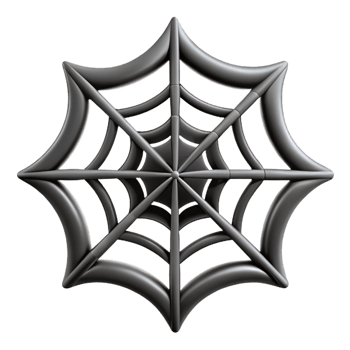 rare modern Concept art style hyper-specific image of a single spider web, intricate design, with Transparent Background top-tier png