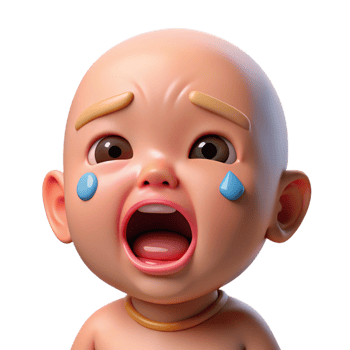 alluring melancholic vintage Photorealistic, ultra-detailed professional render of a crying baby with tears streaming down its face Isolated cutout with Transparent Background original png
