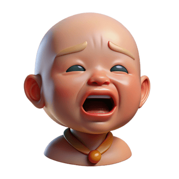 breathtaking gothic Photorealistic, ultra-detailed professional render of a crying baby with tears streaming down its face Isolated cutout with Transparent Background masterfully captured png