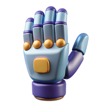 mysterious beautiful Concept art style, isolated cutout of a single, stylized, robotic hand with Transparent Background original png