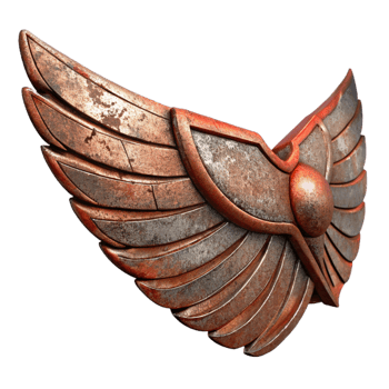 serene creative Rusty Iron Mechanical Wings Angled View Isolated professional png