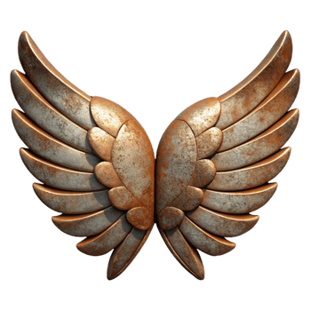 magnificent traditional Rusty Iron Wings Spread Open Transparent Element detailed png