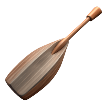 dramatic unforgettable Hyper-specific professional render of a single Stygian boat oar, worn and weathered, isolated cutout with Transparent Background png