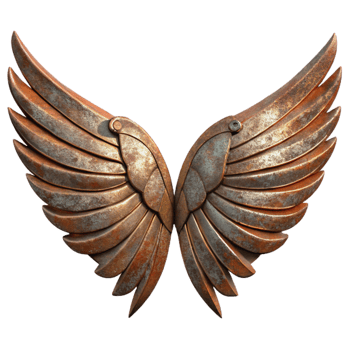 beautiful rustic Rusty Iron Wings Spread Open Transparent Element professional png