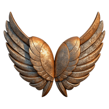 wonderful artistic Rusty Iron Wings Top View Cutout authentic png