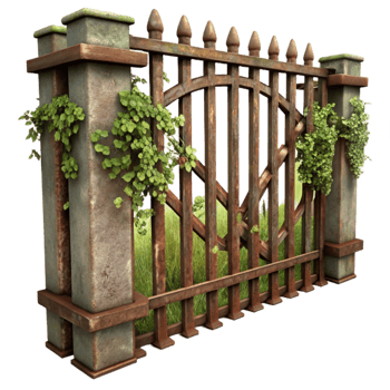 stunning creative Rusty Metal Fence with Vines Transparent Background Vintage Look authentic png