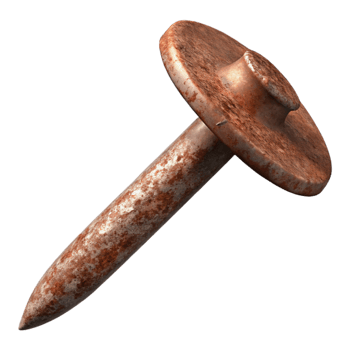impressive classic Rusty Metal Nail Cutout Transparent Background high quality png