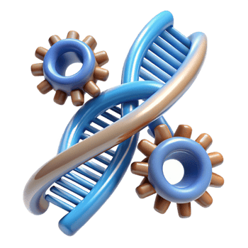 elegant standout A DNA double helix constructed from interconnected gears with Transparent Background png