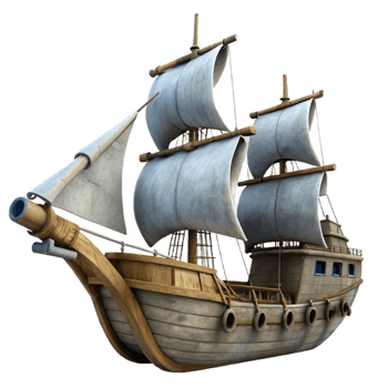 extraordinary vintage Sailboat Riding the Waves Cutout with Transparent Background detailed png