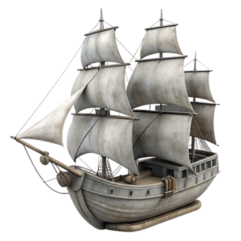 vibrant minimalist Sailing Ship at Anchor Under Grey Sky Isolated exclusive png