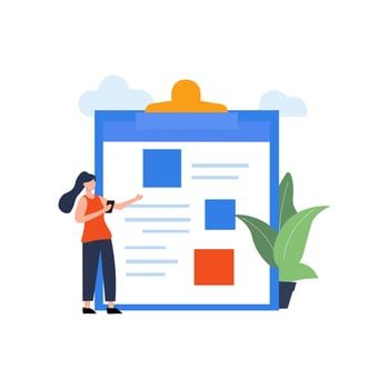 Woman Presenting Information on a Clipboard vector
