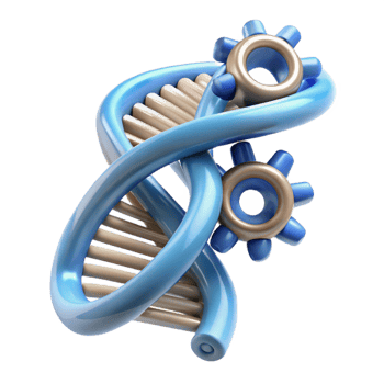 spectacular quintessential A DNA double helix constructed from interconnected gears with Transparent Background png