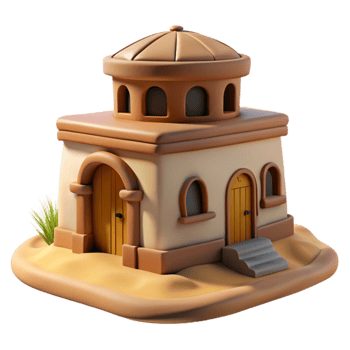 stunning traditional Sand Dune Building Isolated Warm Lighting detailed png