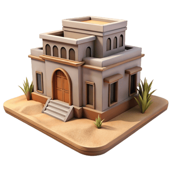 impressive classic Sandy Brown Aerthys Building Isolated Desert Architecture high quality png