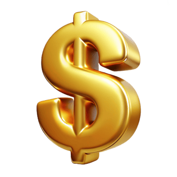 mesmerizing rustic A single dollar sign, made of solid gold with Transparent Background original png