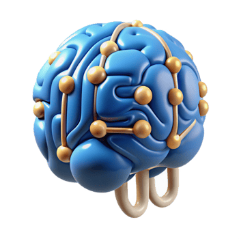 dynamic majestic A human brain composed of interconnected circuit boards with Transparent Background studio quality png