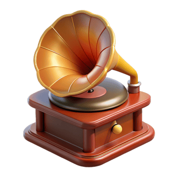 nostalgic impressive Concept art style, isolated cutout of a vintage phonograph record, hyper-specific with Transparent Background premium png