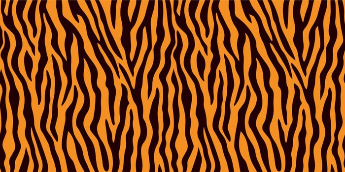 Wild safari inspired zebra stripe print in rich orange and dark brown tones, seamless animal fur pattern for textiles, fashion, backgrounds, wallpaper, wrapping paper, natural wildlife horizontal vector