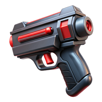romantic captivating Concept art style, hyper-specific, isolated cutout of a futuristic, sleek, black and red laser pistol Ultra-detailed with Transparent Background luxury png