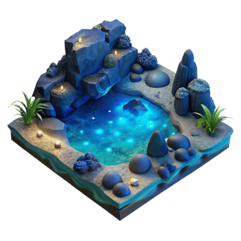serene abstract Secluded Bay Bioluminescence Isolated Dark Blue Hues high resolution png