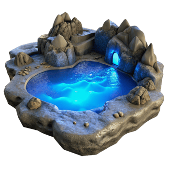 impressive minimalist Secluded Bay Bioluminescent Water Isolated Blue Glow detailed png