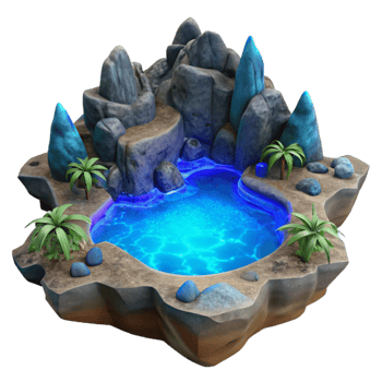 serene contemporary Secluded Bay Blue Bioluminescence Isolated professional png