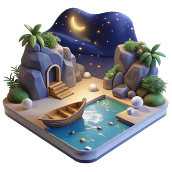 extraordinary traditional Secluded Bay Transparent Background Starry Night original png