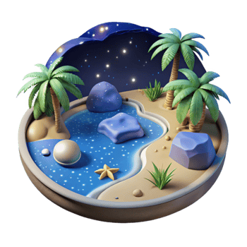 impressive modern Secluded Bay Transparent Background Starry Night detailed png