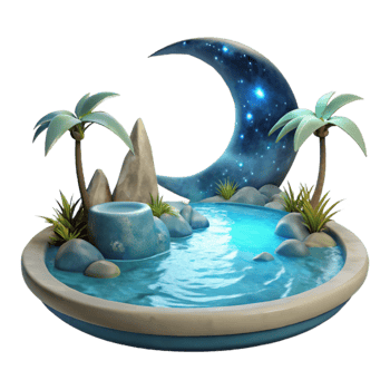 serene creative Secluded Cove Glowing Algae Isolated Night View original png