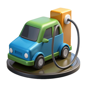 serene reflective nordic Electric car charging at a station with Transparent Background perfect clarity png