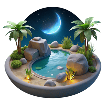 extraordinary abstract Secluded Cove Glowing Algae Isolated Night View exclusive png