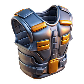 mesmerizing signature Photorealistic, ultra-detailed professional render, isolated cutout of a single cyberpunk combat vest with integrated armor plating with Transparent Background png