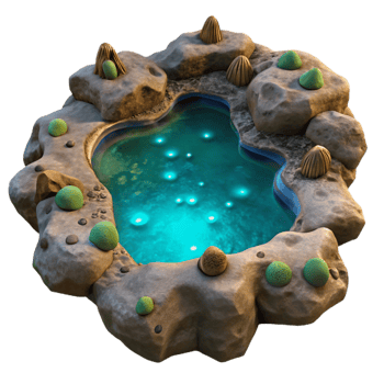 wonderful abstract Secluded Cove Glowing Plankton Transparent Background Isolated detailed png