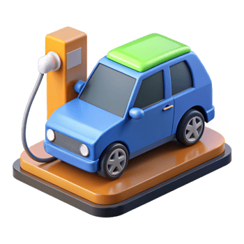 serene industrial Electric car charging at a station with Transparent Background expertly shot png