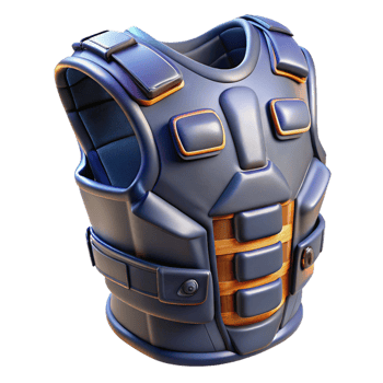 hypnotic notable Photorealistic, ultra-detailed professional render, isolated cutout of a single cyberpunk combat vest with integrated armor plating with Transparent Background png